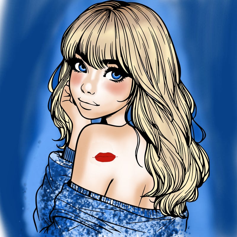 realistic girl with bangs looking over her shoulder