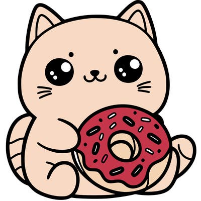 a cat with a donut