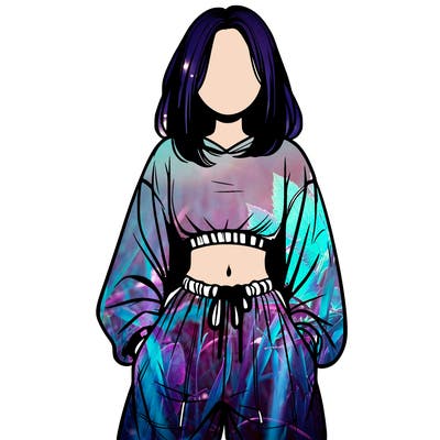 realistic girl faceless with baggy pants and a crop top