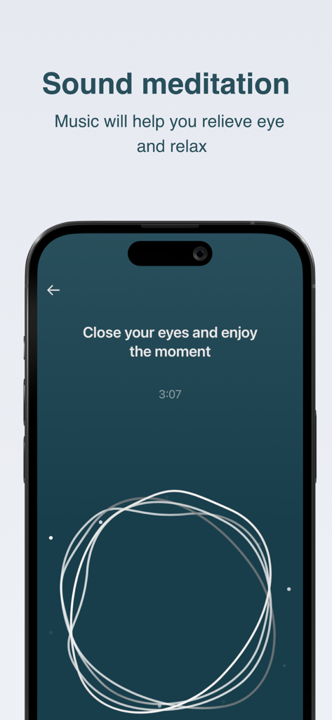 EyeYoga-App-Oberfläche für Klangmeditation zur Augenentspannung und Stressbewältigung