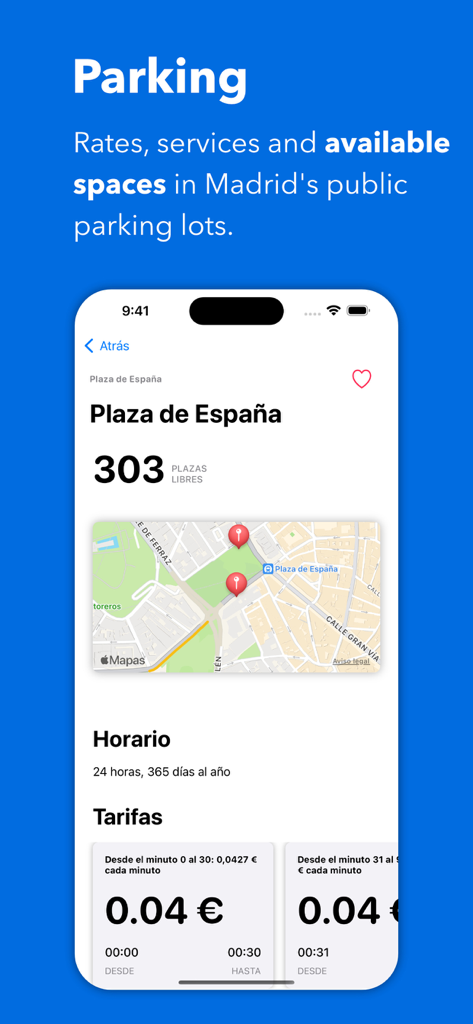 movemad - Madrid EMT & bicimad - Madrid parking availability and rates on Movemad app interface