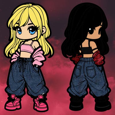 girl in crop top and baggy pants