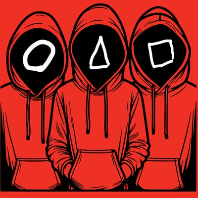 3 faceless people in  hoodies