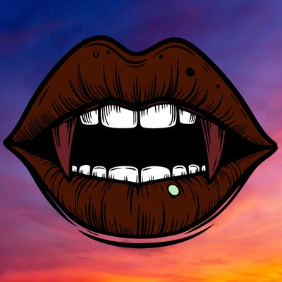 lips with vampire teeth