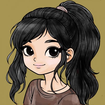 realistic girl with ponytail