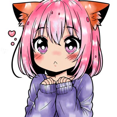 shy anime catgirl