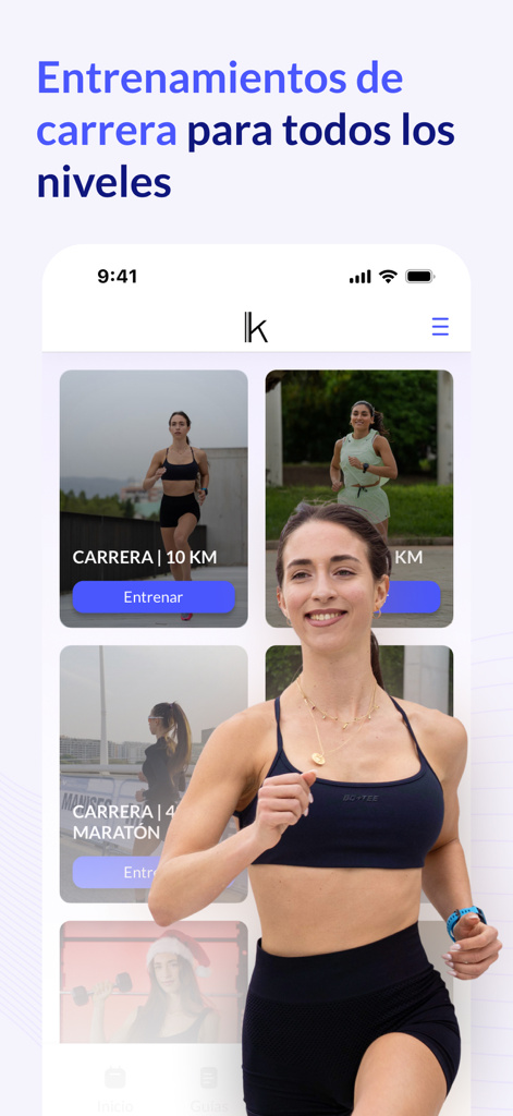 Saiyan Workout - Entrenamiento - Running training guides for different levels within the Saiyan Workout app for women
