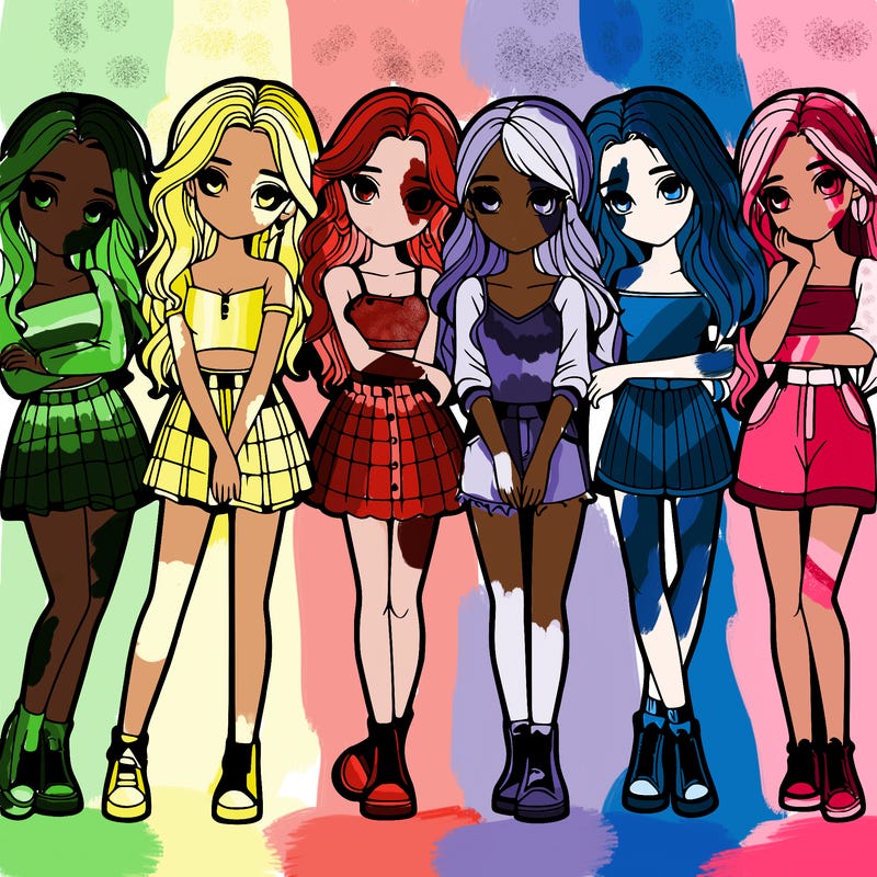 a group of girls realistic