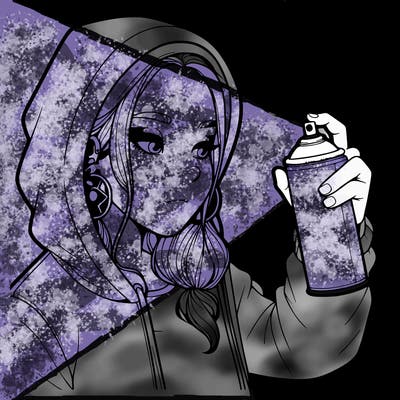 a realistic girl, spray painting