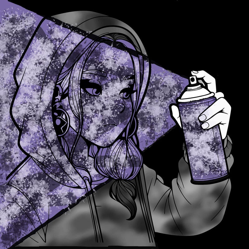 a realistic girl, spray painting