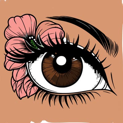 realistic eye with flower