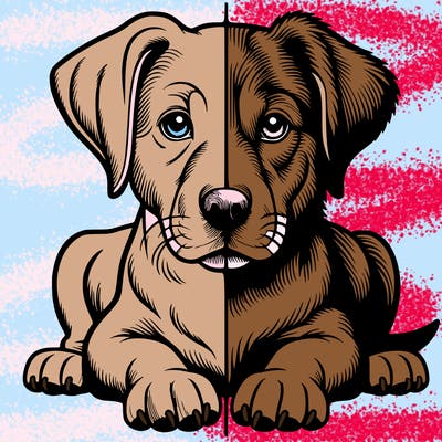 realistic dog split picture