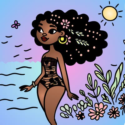 african woman in a swimsuit