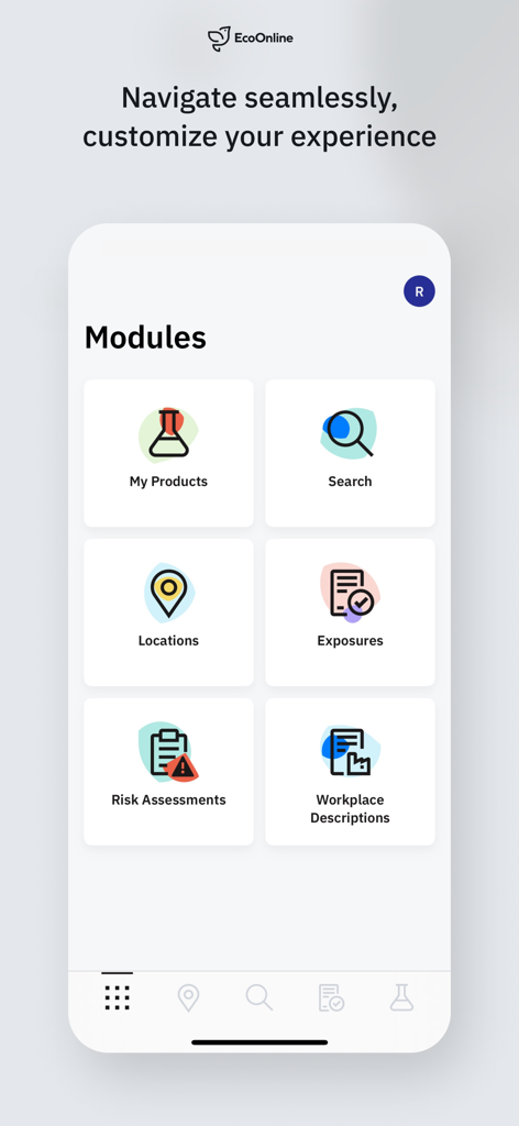 Chemical Manager - Chemical Manager mobile app dashboard with safety management modules