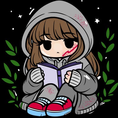 girl in oversized hoodie reading a book