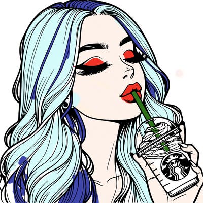 realistic girl drinking starbucks