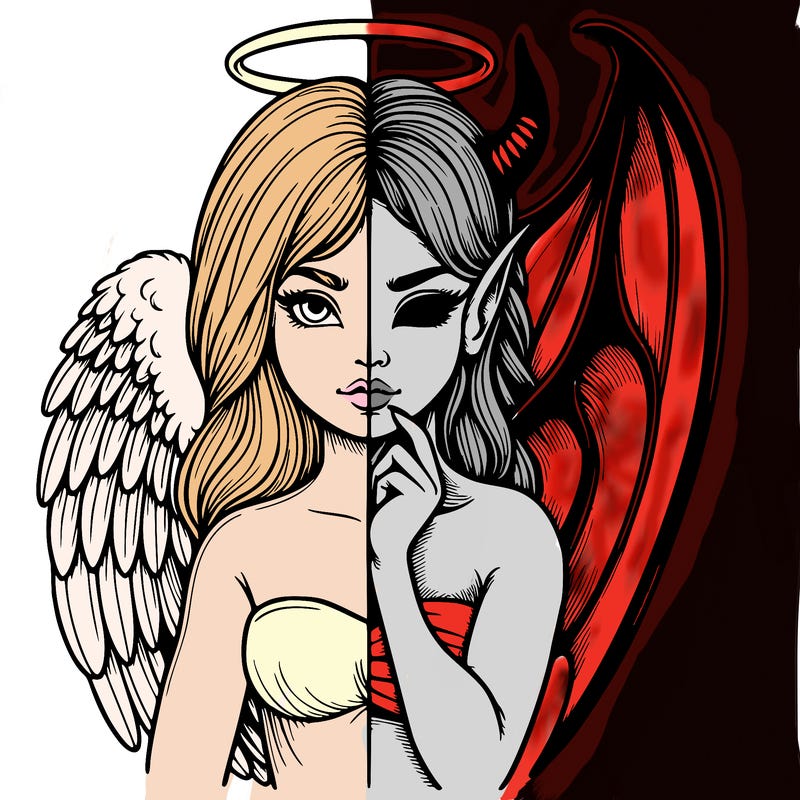 realistic angel half demon