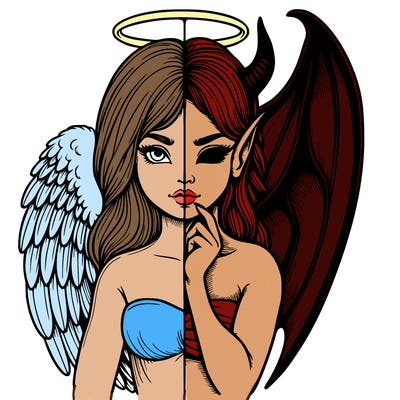 realistic angel half demon