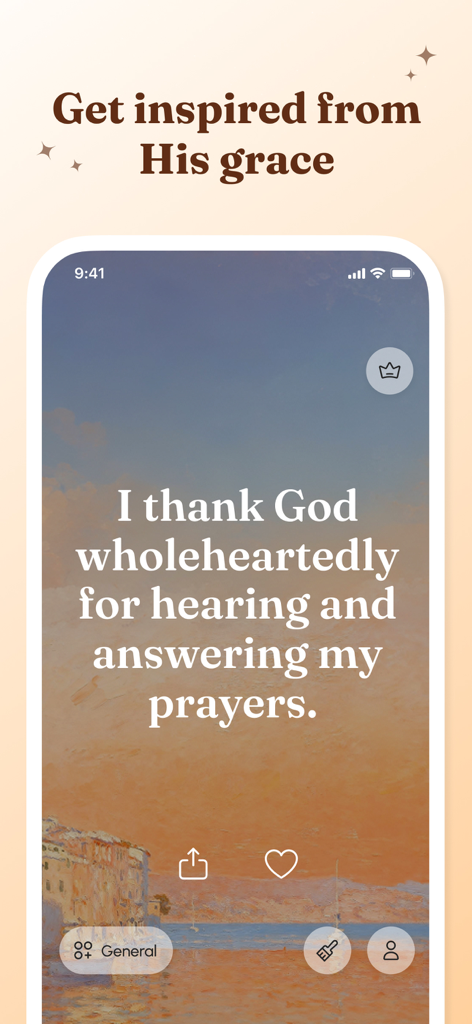 Bible Verse Lock Screen Widget - A religious prayer quote displayed on an aesthetic sunset background within the Bible Verse Lock Screen Widget app.