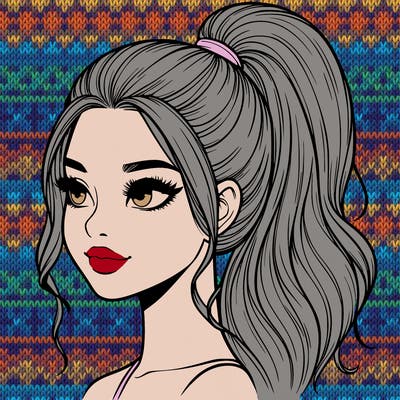 realistic girl with a high ponytail