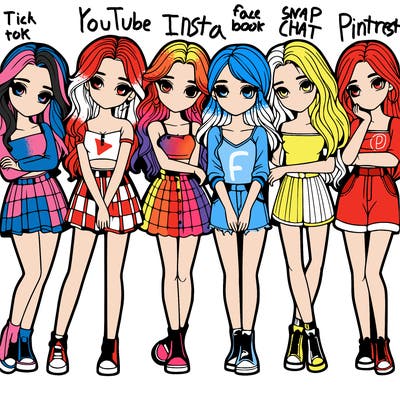 a group of girls realistic