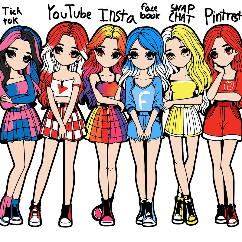 a group of girls realistic