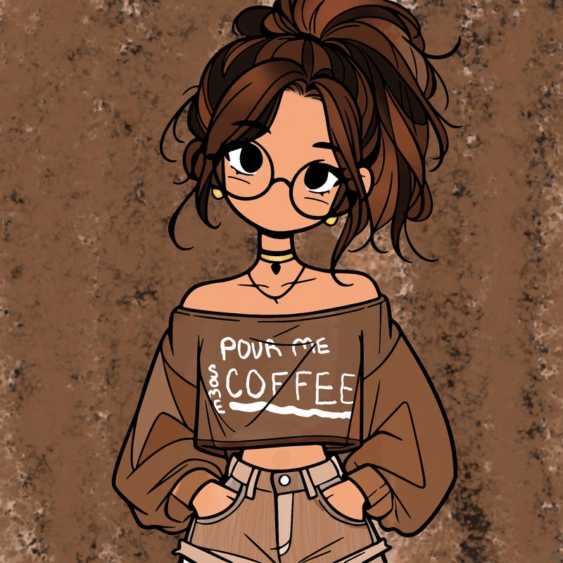 girl with a messy ponytail glasses a baggy crop top and jean shorts