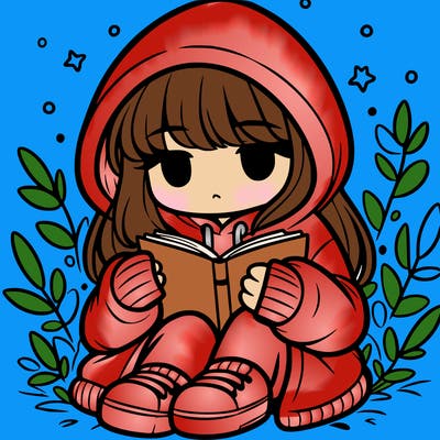 girl in oversized hoodie reading a book