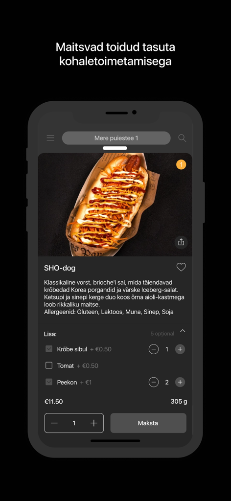 SHO — hingega tänavatoit - Food & Drink App | MWM