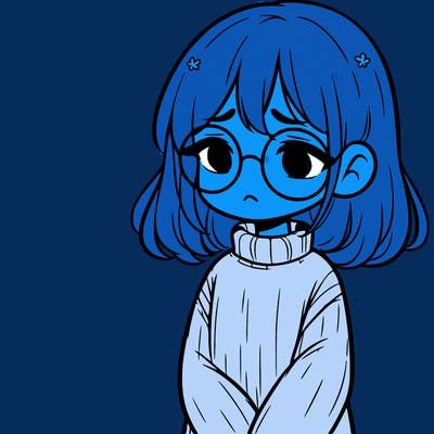 sad girl with glasses in a sweater
