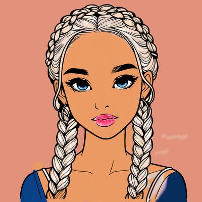 realistic girl with braids