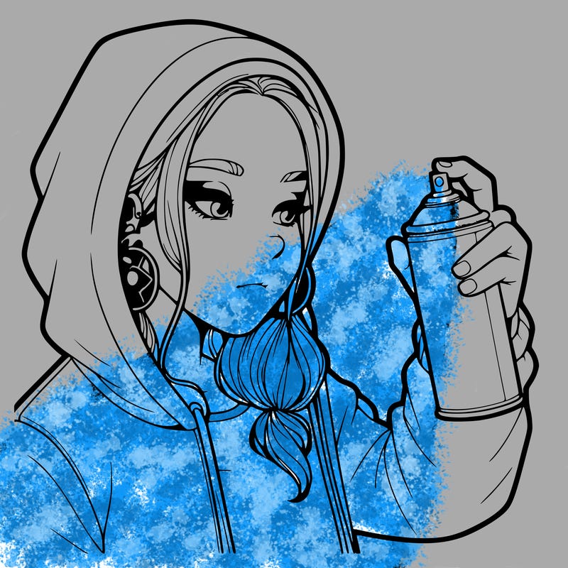 a realistic girl, spray painting
