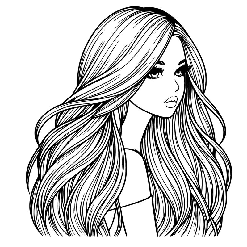 realistic girl with long realistic hair