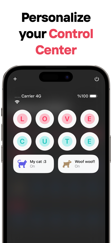 Widgets: Cute Control & Themes - Customized iOS 18 Control Center with cute pastel icons and animal widgets