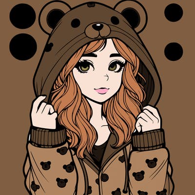 realistic girl in a animal pjs hoodie