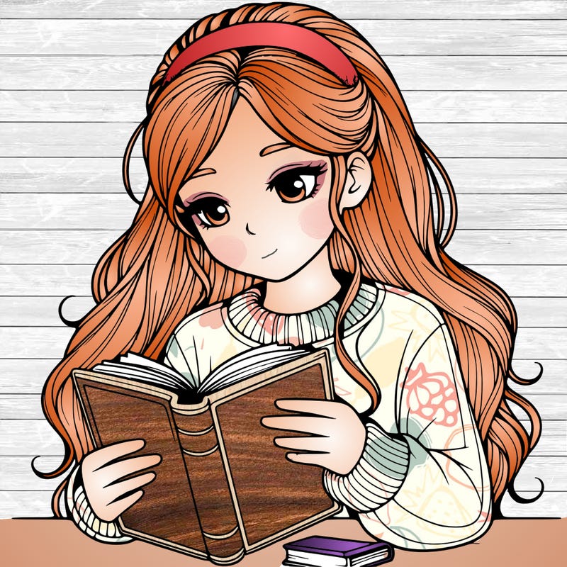 realistic girl reading a book