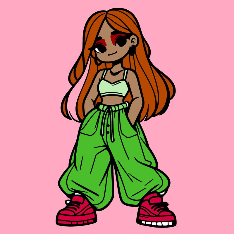 girl in crop top and baggy pants