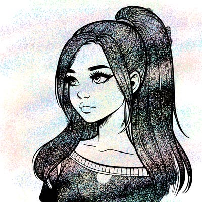 realistic girl with a high ponytail