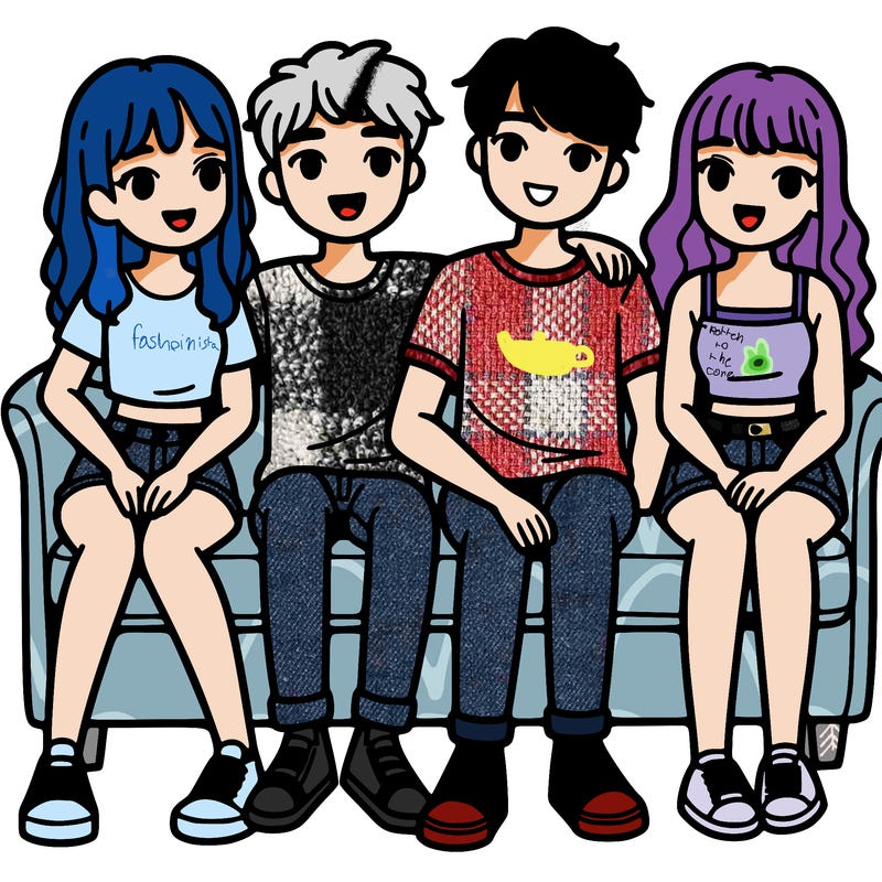 a 4 group of friends hanging out with each other