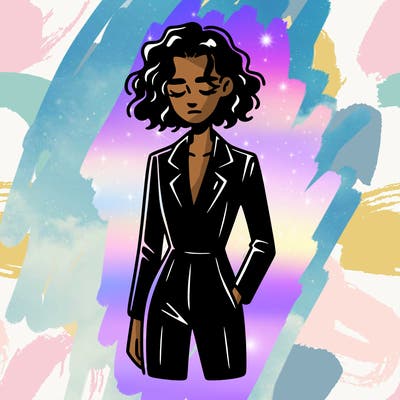 woman wearing a black tight suit