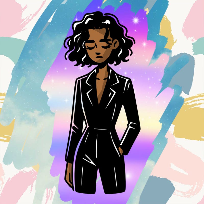 woman wearing a black tight suit