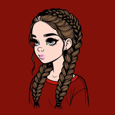realistic girl with braids