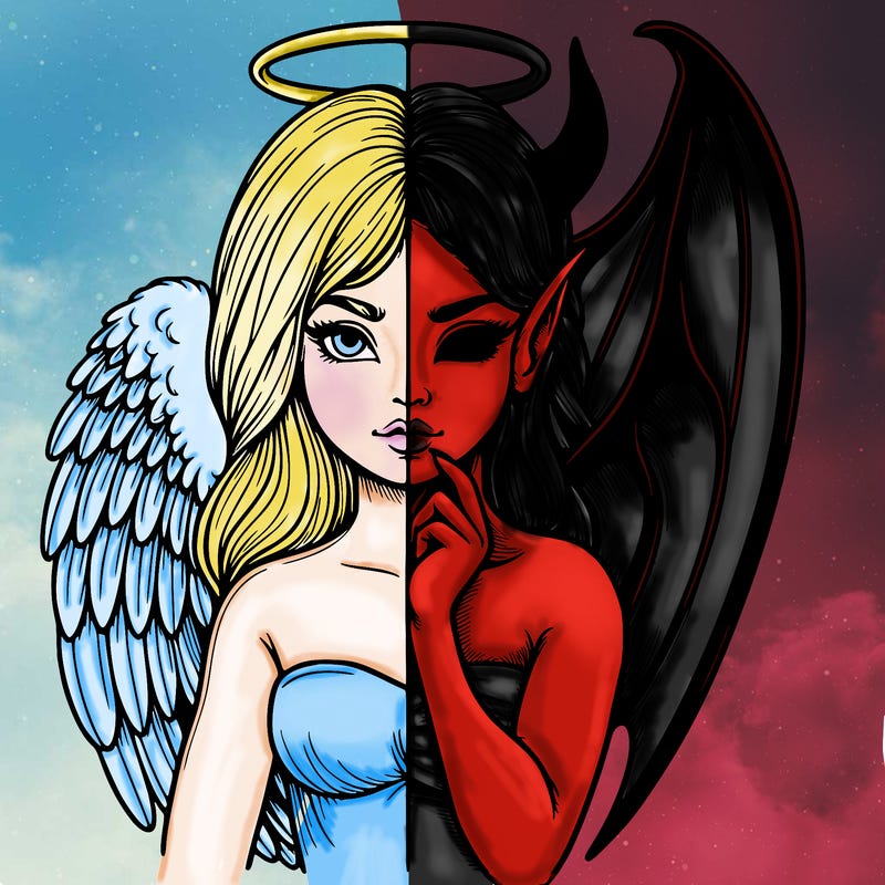 realistic angel half demon