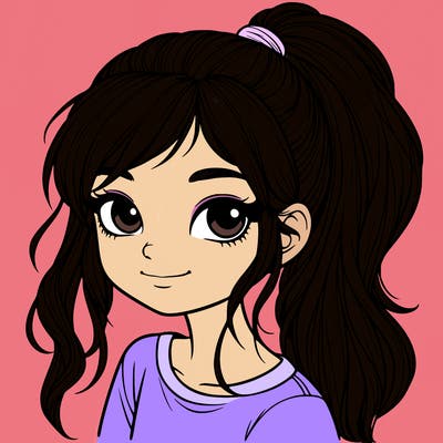 realistic girl with ponytail