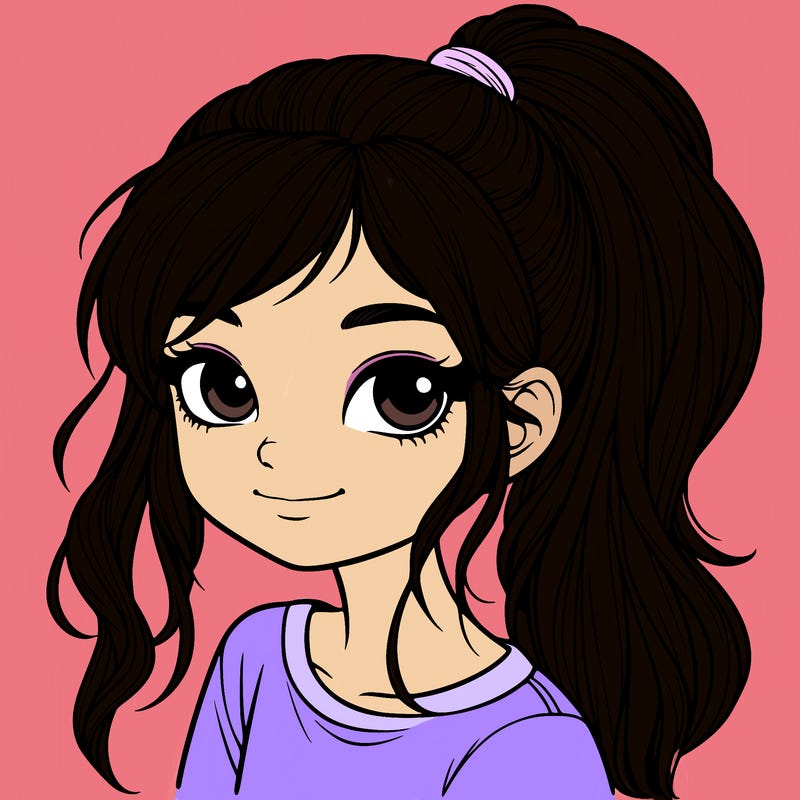 realistic girl with ponytail