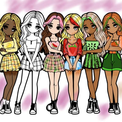 a group of girls realistic