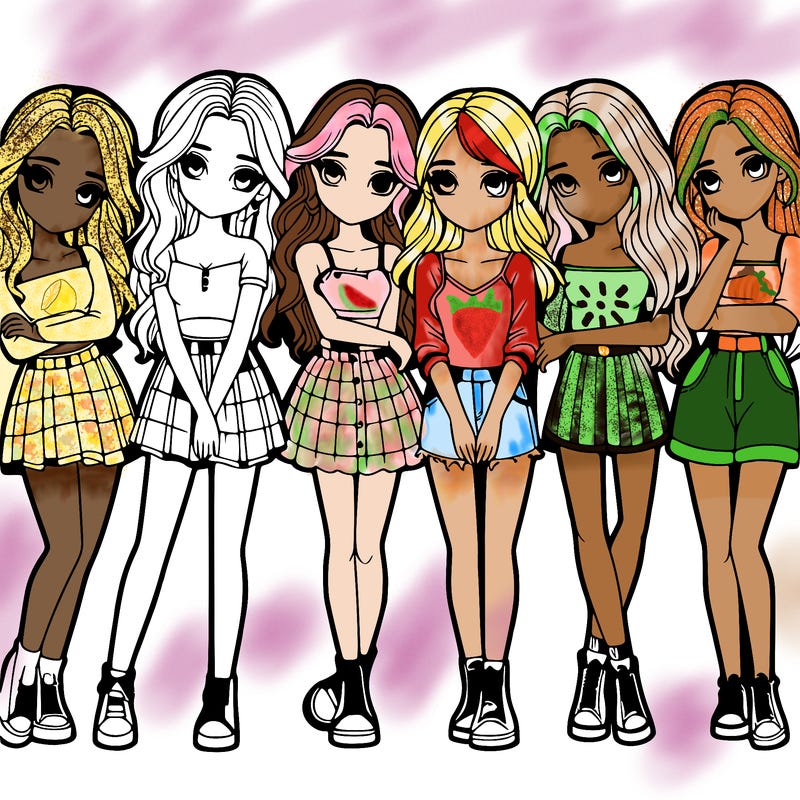 a group of girls realistic