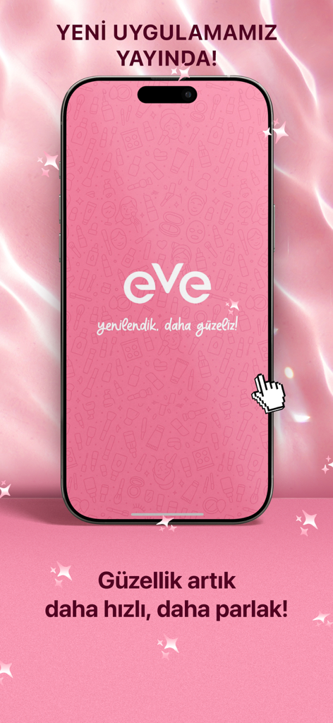 EveShop - EveShop mobile beauty shopping app promotional screen with pink theme