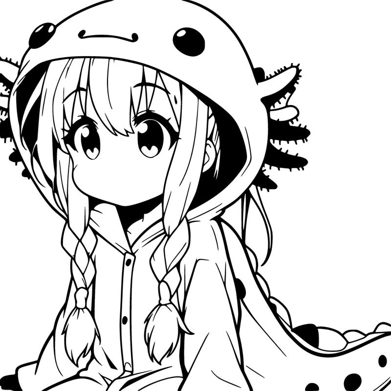 anime girl in a axolotl onesie