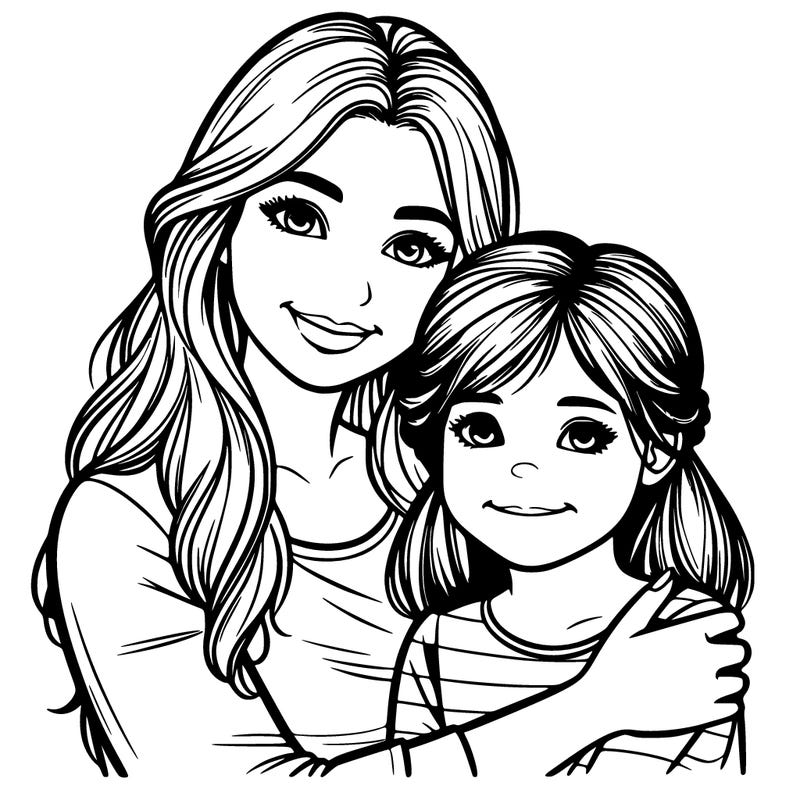 realistic mother and daughter